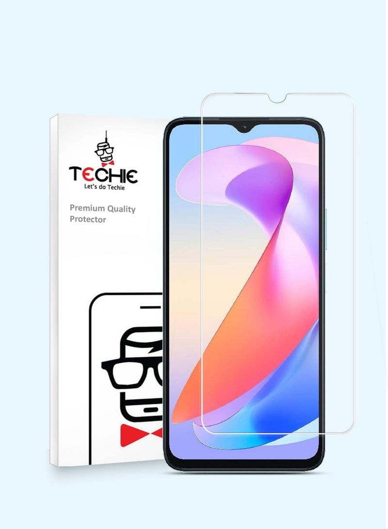 Techie HD Tempered Glass Screen Protector for Honor X6a - Anti Reflection Anti Bubbles 9H Hardness 0.33 mm Rounded Edges Easy Installation - Image 1