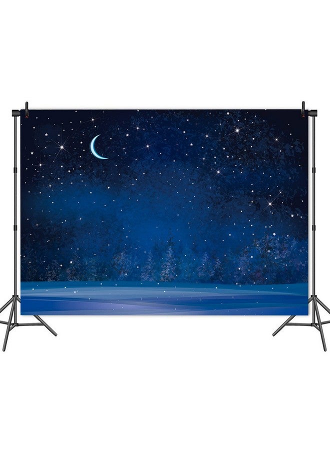 كيان خلفية تصوير سماء الليل ليلة الشتاء تساقط الثلوج ندفة الثلج القمر ضبابية أشجار التنوب غابة الصنوبر خلفية الصورة لحفل استقبال الطفل عيد الميلاد سنة جديدة سعيدة ديكور لافتة 7X5Ft - Image 4