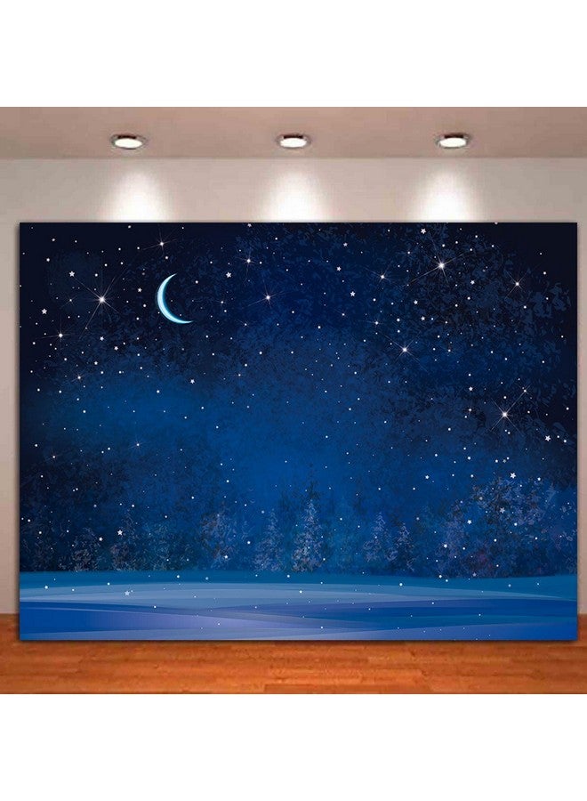 كيان خلفية تصوير سماء الليل ليلة الشتاء تساقط الثلوج ندفة الثلج القمر ضبابية أشجار التنوب غابة الصنوبر خلفية الصورة لحفل استقبال الطفل عيد الميلاد سنة جديدة سعيدة ديكور لافتة 7X5Ft - Image 2