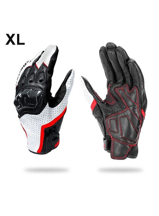 Motorcycle Gloves for Men Women Touchscreen Motocross Dirt Bike Riding Gloves All Finger with Carbon Fiber Protective Hard Knuckles White Size XL - Image 1