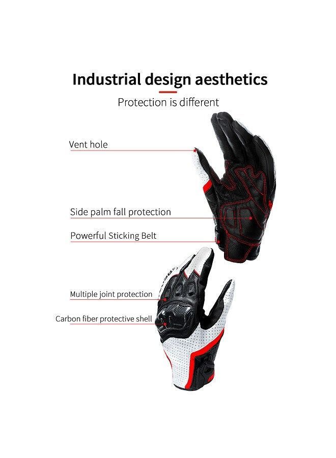 Motorcycle Gloves for Men Women Touchscreen Motocross Dirt Bike Riding Gloves All Finger with Carbon Fiber Protective Hard Knuckles White Size XL - Image 5