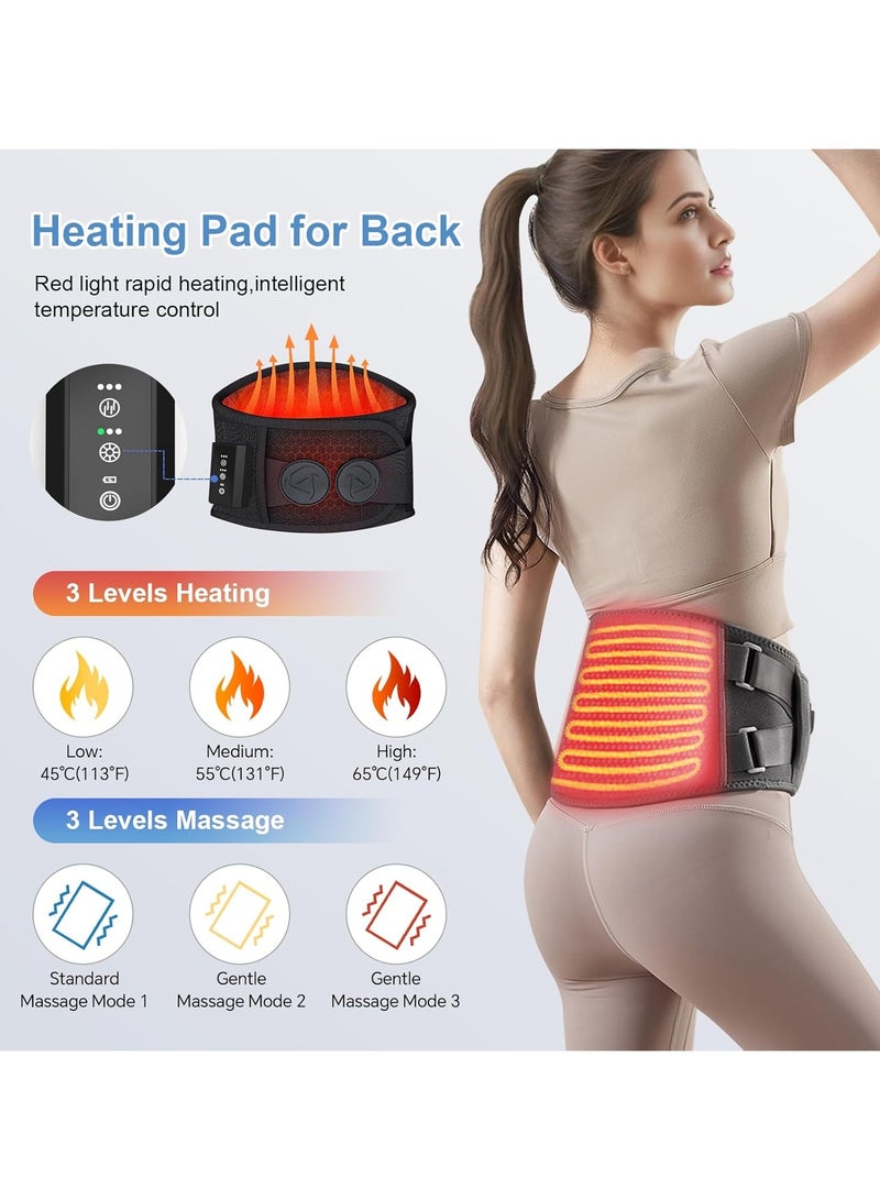 Ru syanl Heating Pad for Back Rechargeable Graphene Heating Waist Belt with 3-Level Heat Therapy, Vibration Massage, Herbal Relief and Long Battery Life Back Massager for Deep Tissue Pain Relief Gifts for Parents  - Image 2
