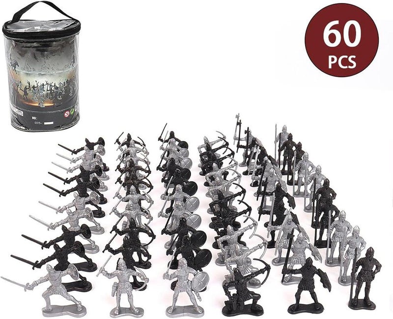 كلاراكو مجموعة ألعاب فرسان، فرسان وخيول وجنود بلاستيكية من العصور الوسطى، هدايا تذكارية، 60 قطعة - Image 4