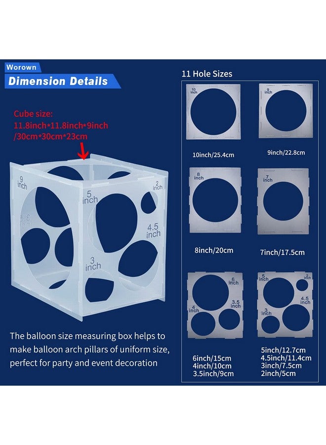 Worown 11 Holes Collapsible Plastic Balloon Sizer Box Cube Balloon Size Measurement Tool For Balloon Decorations Balloon Arches Balloon Columns (2 10 Inch) - Image 2