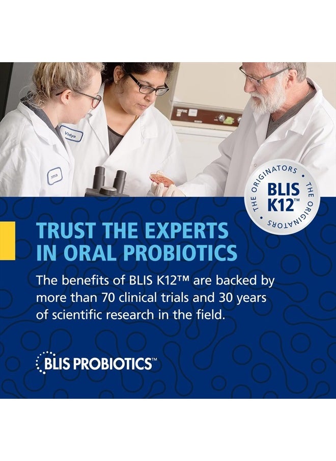 BLIS Probiotics ThroatHealth Oral Probiotics k12 2.5 Billion Cfu, Throat Immunity Support & Oral Health for Adults & Kids, Sugar-Free Lozenges (30 Pack)  - Image 5