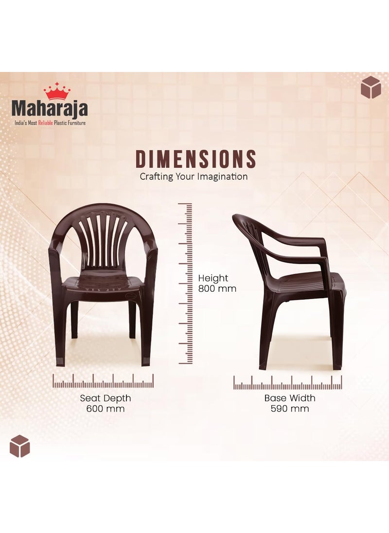 MAHARAJA MAHARAJA Chetak for HomeOffice Comfortable ArmRest Bearing Capacity Upto 200Kg Plastic Outdoor Chair Brown Set of 4 PreAssembled  - Image 2