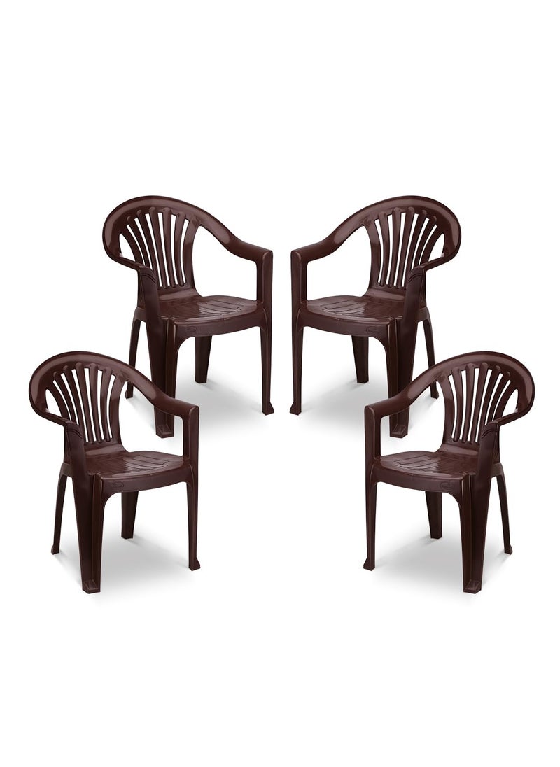 MAHARAJA MAHARAJA Chetak for HomeOffice Comfortable ArmRest Bearing Capacity Upto 200Kg Plastic Outdoor Chair Brown Set of 4 PreAssembled  - Image 1
