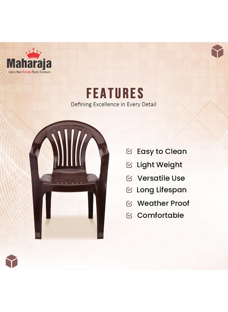 MAHARAJA MAHARAJA Chetak for HomeOffice Comfortable ArmRest Bearing Capacity Upto 200Kg Plastic Outdoor Chair Brown Set of 4 PreAssembled  - Image 4