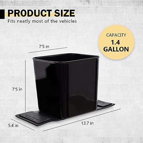 HAUSSIMPLE Car Trash Can for Vehicles Leakproof Compact Garbage Bin w/ Stability Flap, Anti-Slip Base, Portable Trash Holder for Cars, Trucks, SUVs, Minivans Compact, Easy to Clean Auto Container Organizer Black - Image 2
