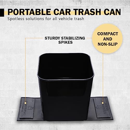 HAUSSIMPLE Car Trash Can for Vehicles Leakproof Compact Garbage Bin w/ Stability Flap, Anti-Slip Base, Portable Trash Holder for Cars, Trucks, SUVs, Minivans Compact, Easy to Clean Auto Container Organizer Black - Image 4