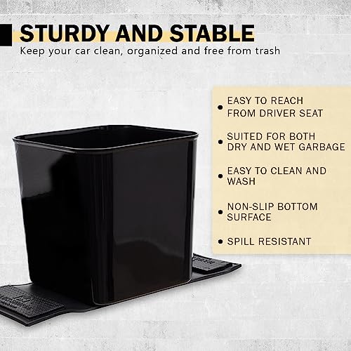HAUSSIMPLE Car Trash Can for Vehicles Leakproof Compact Garbage Bin w/ Stability Flap, Anti-Slip Base, Portable Trash Holder for Cars, Trucks, SUVs, Minivans Compact, Easy to Clean Auto Container Organizer Black - Image 5