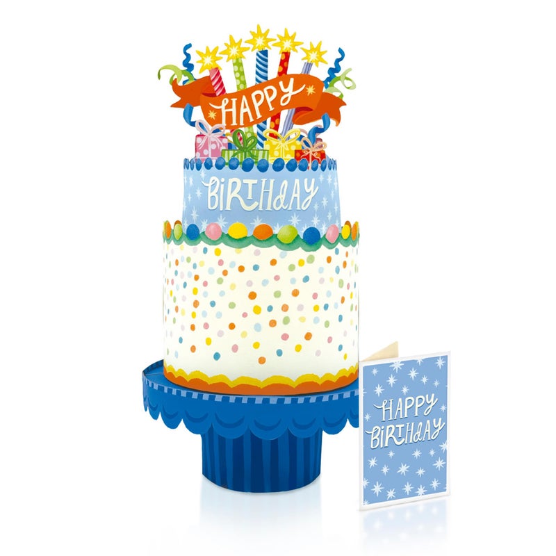 Freshcut Paper Pop Up Cards, Confetti Birthday Cake, 12 Inch Life Sized Tiered Cake, 3D Popup Greeting Cards, Birthday Card, Thank You Card, Blank Notecard & Envelope - Image 4