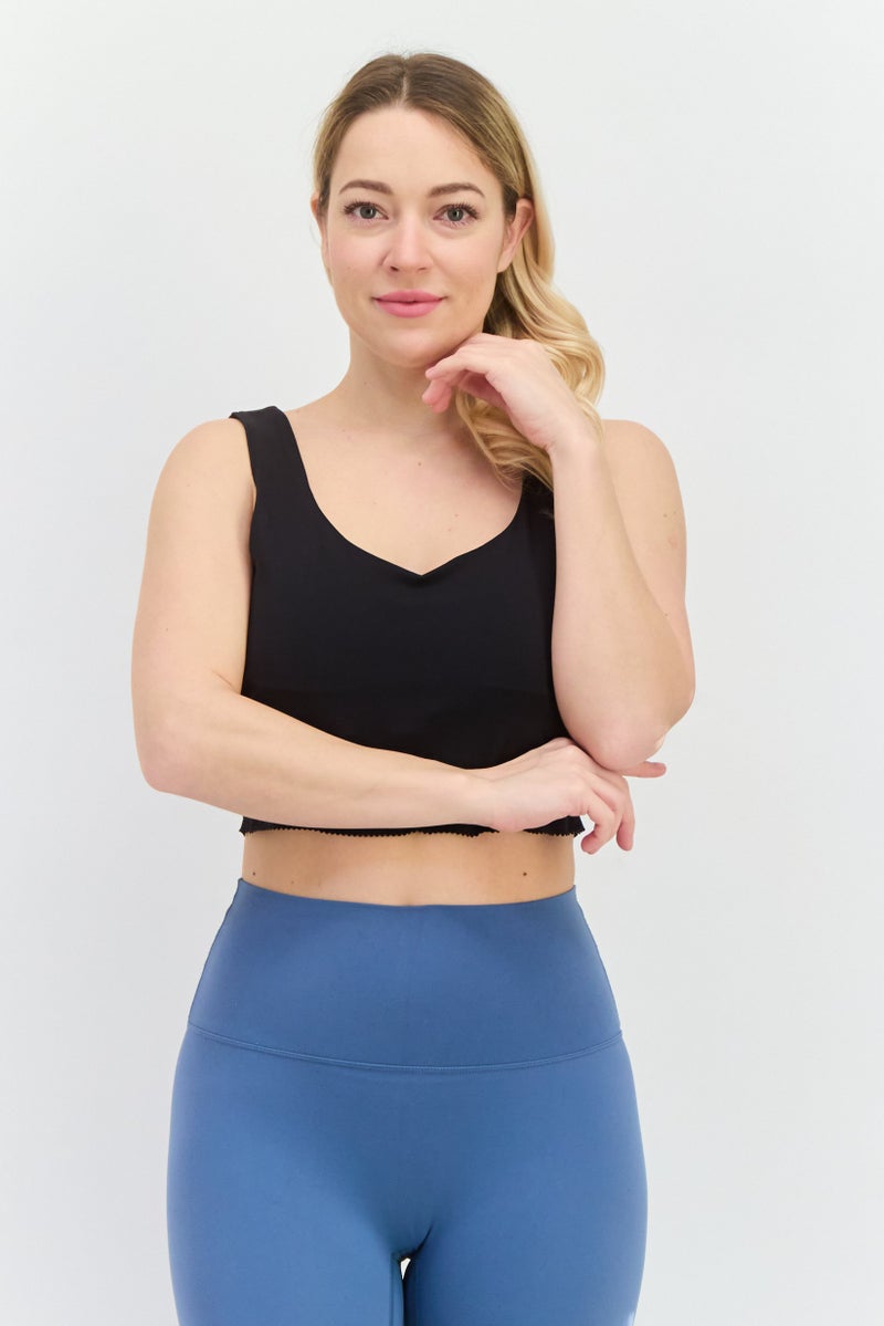 SKECHERS Women Brand Logo Lightly Padded Sports Bra, Black - Image 1