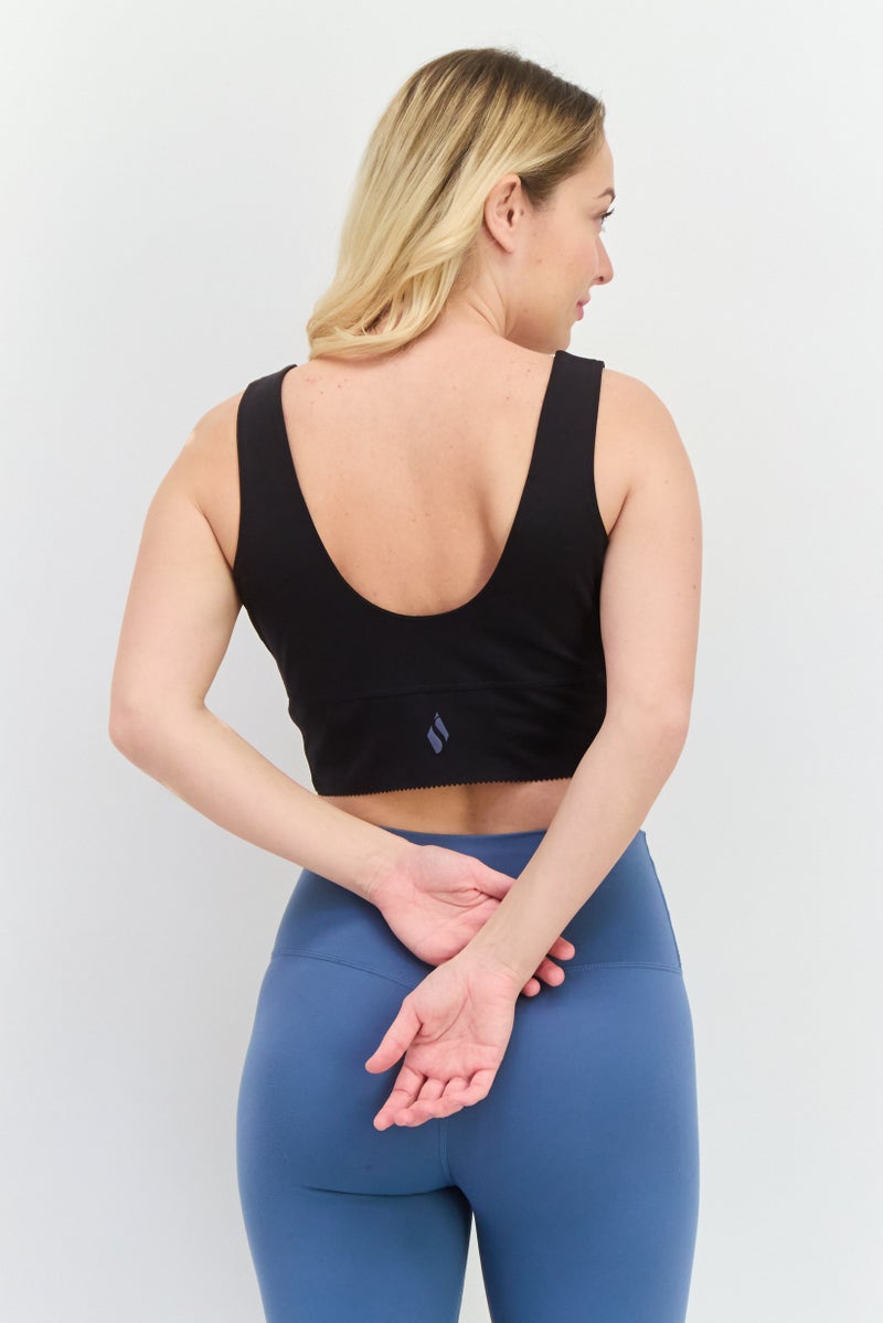 SKECHERS Women Brand Logo Lightly Padded Sports Bra, Black - Image 3