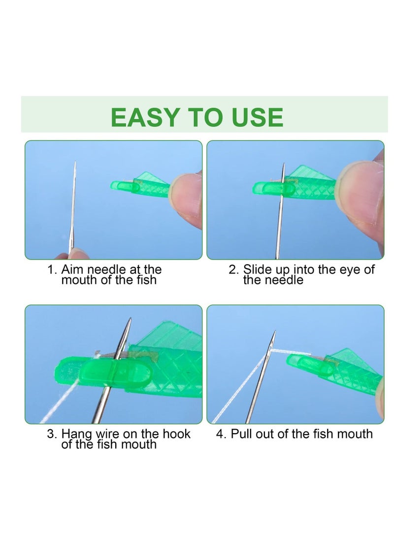Sewing Needle Inserter, 100pcs Fish Type Machine Automatic Threader, Quick Threader DIY Tool for Small Eyes, Embroidery Floss, Plastic Wire Loop