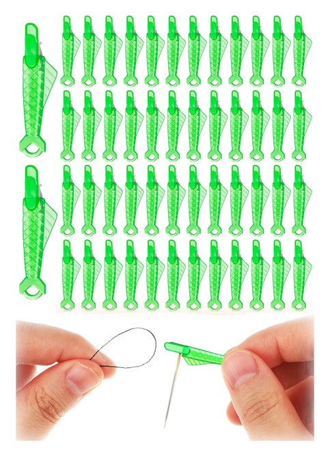 Sewing Needle Inserter, 100pcs Fish Type Machine Automatic Threader, Quick Threader DIY Tool for Small Eyes, Embroidery Floss, Plastic Wire Loop