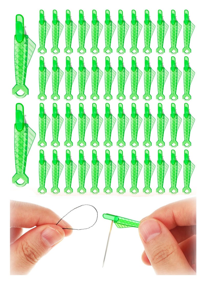 Sewing Needle Inserter, 100pcs Fish Type Machine Automatic Threader, Quick Threader DIY Tool for Small Eyes, Embroidery Floss, Plastic Wire Loop