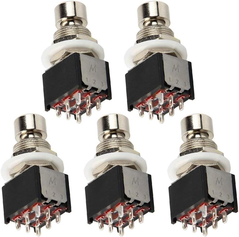 E Support 5Pcs Mini 3PDT 9Pin Momentary Foot Switch Guitar Effects Pedal Metal Stomp Box True Push Button 13mm X 17mm - Image 1