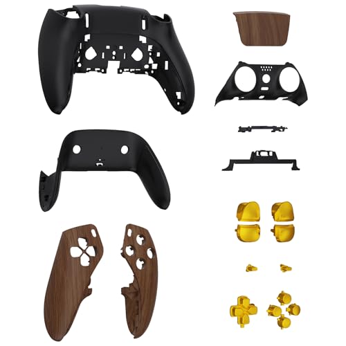 eXtremeRate Full Set Shell with Buttons Touchpad Cover Compatible with ps5 Edge Controller, Wood Grain & Black Replacement Decorative Trim Shell Front Back Plates Compatible with ps5 Edge Controller - Image 4