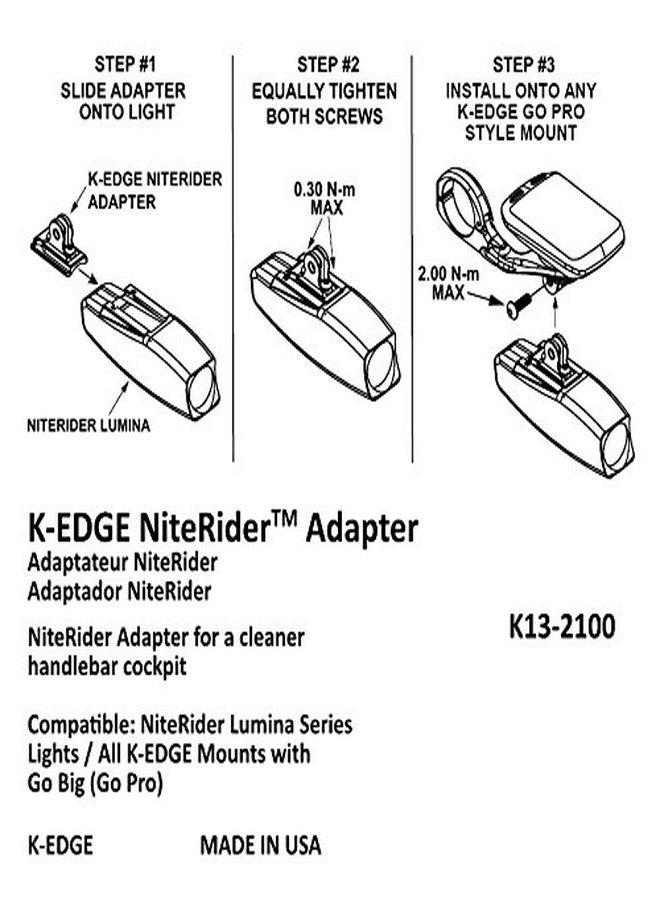 K-Edge Niterider Light Adapter Gunmetal, One Size - Image 5
