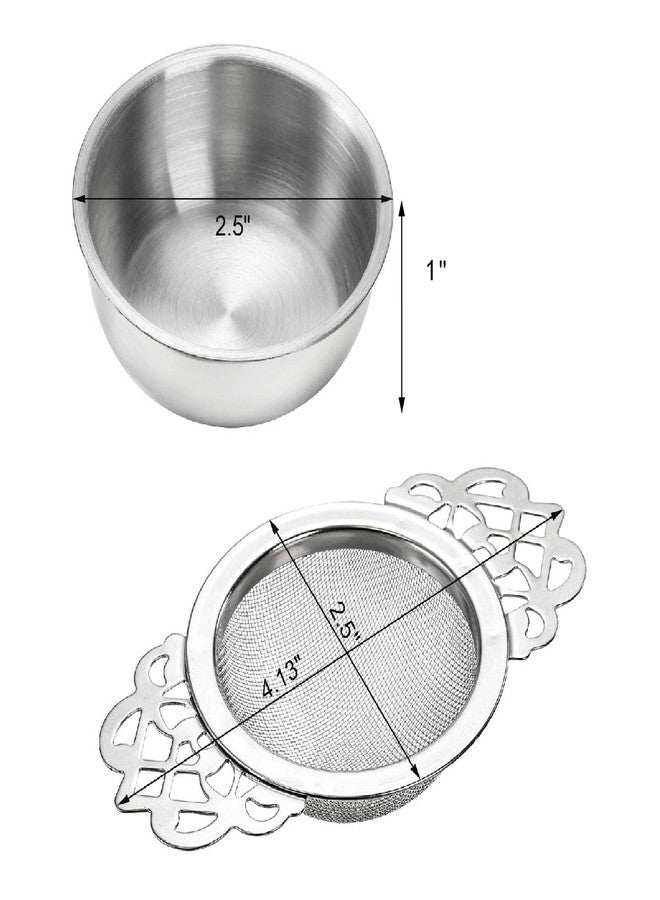 Mezchi 6 Pack Mesh Tea Filter Strainers, Stainless Metal Tea Infuser, Tea Steeper with Handle and Drip Bowl for Loose Tea, Sliver, 2.5 Inch - Image 4