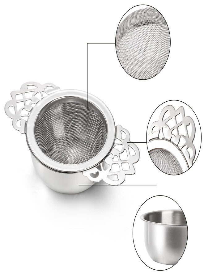 Mezchi 6 Pack Mesh Tea Filter Strainers, Stainless Metal Tea Infuser, Tea Steeper with Handle and Drip Bowl for Loose Tea, Sliver, 2.5 Inch - Image 5