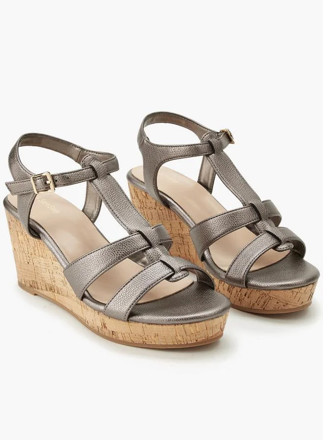 شور ستيب Women Textured Wedge Sandals
