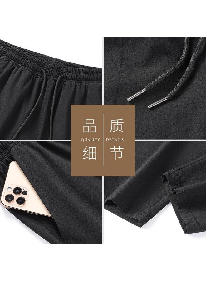 Tucano Men's Casual Pants Korean Style Comfortable All-match Ice Silk Breathable Nine-point Sports Slim Fit Pants Men's Clothing Light Grey A XL - Image 1