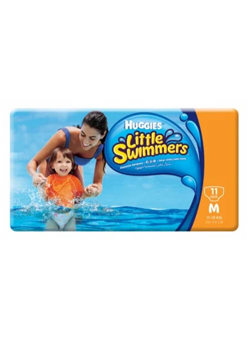 هجيز سروال خاص للسباحة (حفاظ) ليتل سويمر للاستعمال لمرة واحدة، 11- 15 كجم، 11 قطعة - وسط، بجوانب قابلة للفتح والغلق - Image 1