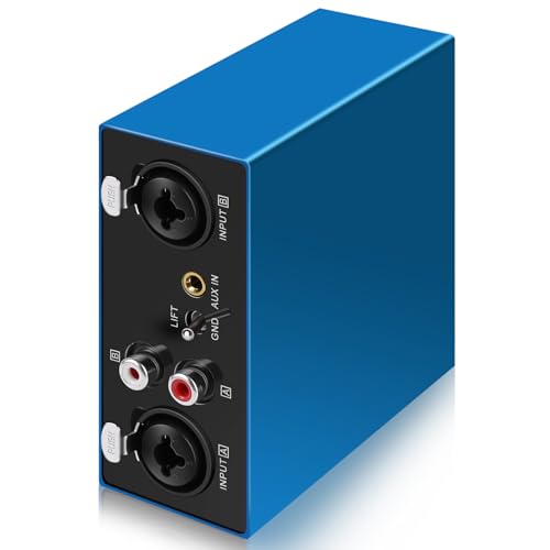 YAREMYEYE Hum Eliminator XLR TRS RCA 3.5mm AUX Multi Channel Ground Loop Noise Isolator Gold Coating Audio Speaker Buzzing Noise Filter for Home Stereo System/Speaker/Car Audio/Car Kit/Audio Player (Blue) - Image 1