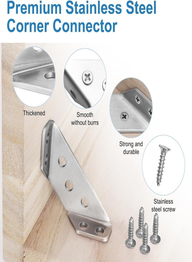 PRIMINI 10 Pcs Furniture Corner Connectors with , Heavy Duty Stainless Steel Angle Corner Connectors Corner Brackets Metal Corner Braces for Wood Cabinets, Shelves, Furniture Assembly - Image 4