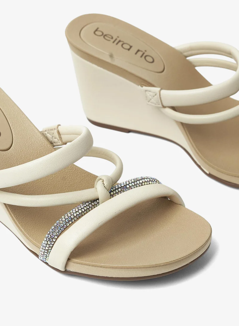 Beira Rio Cream Women’s Wedge Sandals – Comfortable Slip-On Casual Footwear for Women | Best Price UAE