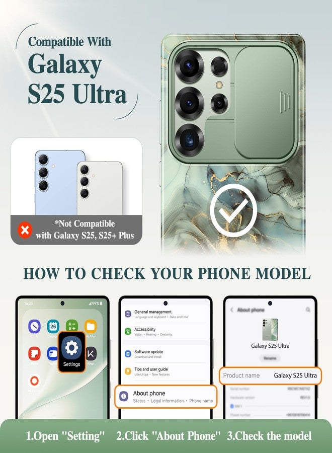جراب GVIEWIN لهاتف Samsung Galaxy S25 Ultra مع غطاء كاميرا منزلق، [واقي شاشة] [حماية من الصدمات من الدرجة العسكرية] جراب هاتف صلب رفيع من الرخام S25 Ultra مقاس 6.9 بوصة 2025 (حلم الصحراء) - Image 2