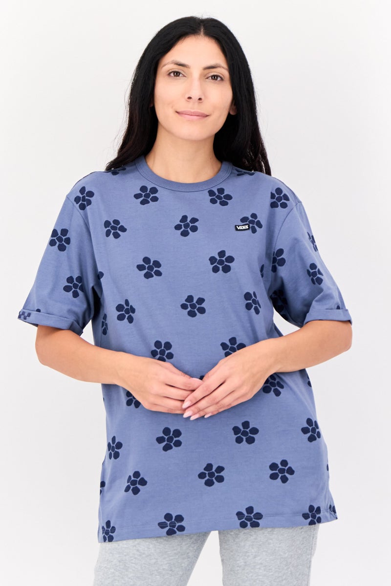 EVANS Women Crew Neck Short Sleeve All Over Printed T-Shirt, Multicolor - Image 1