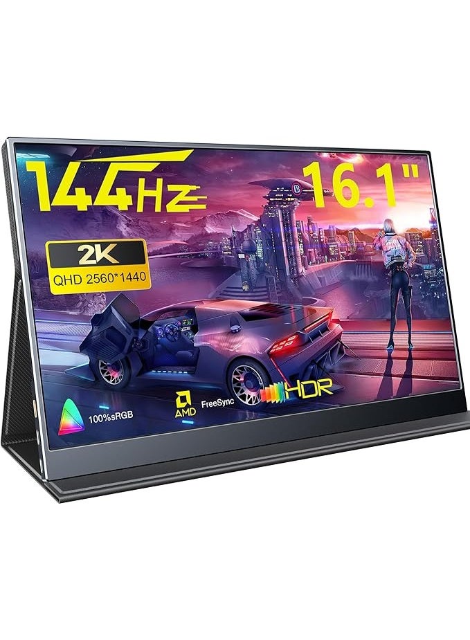 MAGICRAVEN Portable Gaming Monitor, 16.1" 2.5K 144Hz Laptop Monitor, Slim Lightweight Dual USB C HDMI Computer Monitor, Gaming Display with Speakers, Travel Monitor for Mac PC Phone PS4/5 Xbox Switch  - Image 1
