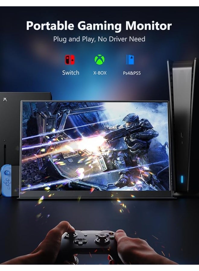 MAGICRAVEN Portable Gaming Monitor, 16.1" 2.5K 144Hz Laptop Monitor, Slim Lightweight Dual USB C HDMI Computer Monitor, Gaming Display with Speakers, Travel Monitor for Mac PC Phone PS4/5 Xbox Switch  - Image 4