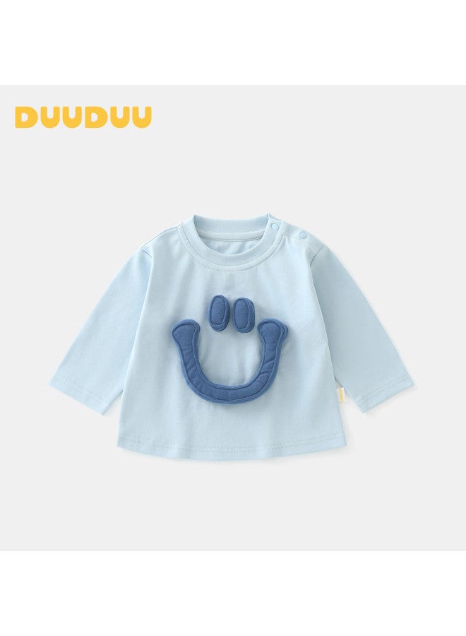 Duuduu Baby Long Sleeve T-shirt Spring Autumn New Toddler Basic Blue Top Size 120 - Image 1