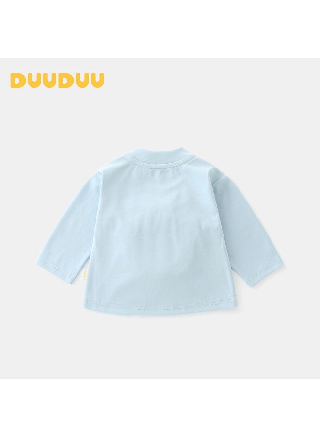 Duuduu Baby Long Sleeve T-shirt Spring Autumn New Toddler Basic Blue Top Size 120 - Image 2