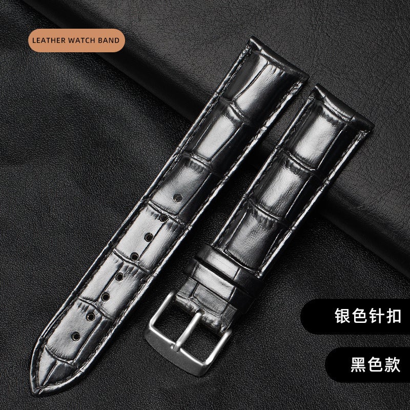 Factory wholesale double-sided leather strap first layer cowhide metal pin buckle men's and women's leather watch chain accessories square buckle - Image 1