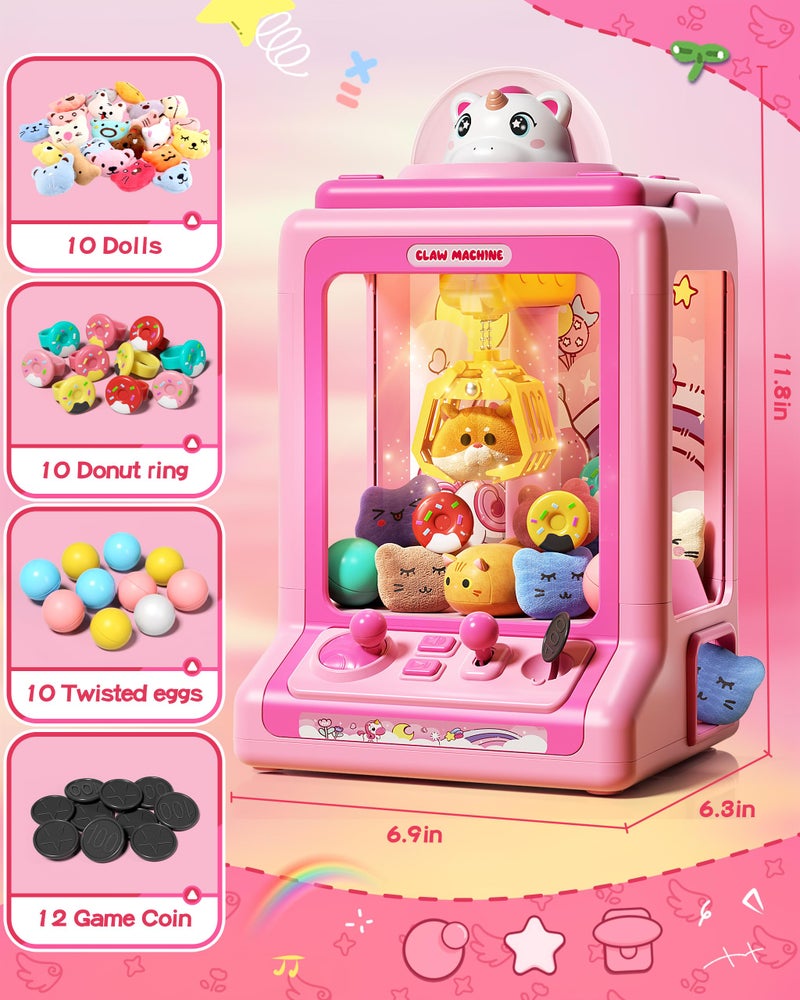 Jovow Claw Machine for Kids, Mini Vending Machine with Game Coins & Music, Prize Dispenser Toys for Girls and Boys, Electronic Claw Game Machine for Party Birthdays, Includes 30 Mini Toys - Image 4