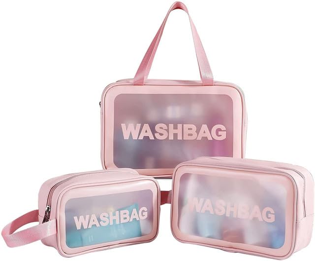 KD ZONE Cosmetic Pouch Make up Bag for Home  Travel Toiletry Bag for Cosmetics Brushes Accessories Wash Bag Pink - Image 1
