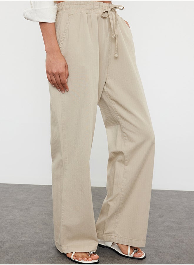 trendyol - Mink Linen Blend High Waist Wide Leg Trousers TWOAW25JE00031 - Image 1