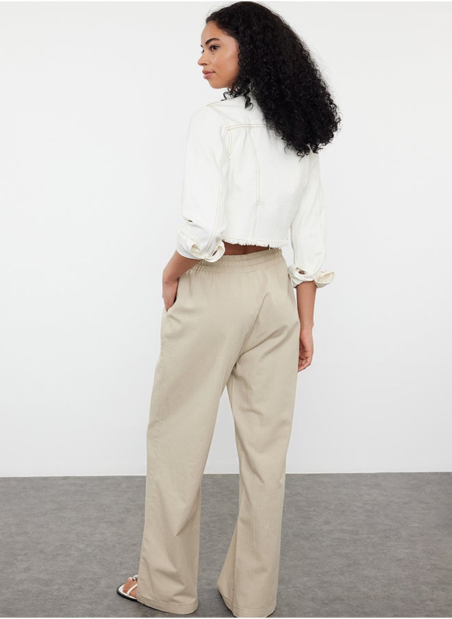 trendyol - Mink Linen Blend High Waist Wide Leg Trousers TWOAW25JE00031 - Image 1
