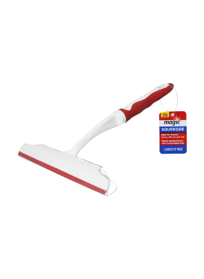 Magic Rubber Blade Sturdy Handle Shower and Bath Squeegee White and Red 9 Inch 3019 - Image 2