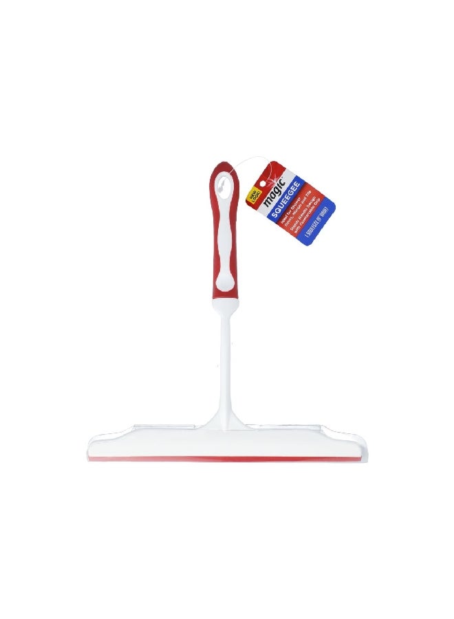 Magic Rubber Blade Sturdy Handle Shower and Bath Squeegee White and Red 9 Inch 3019 - Image 1
