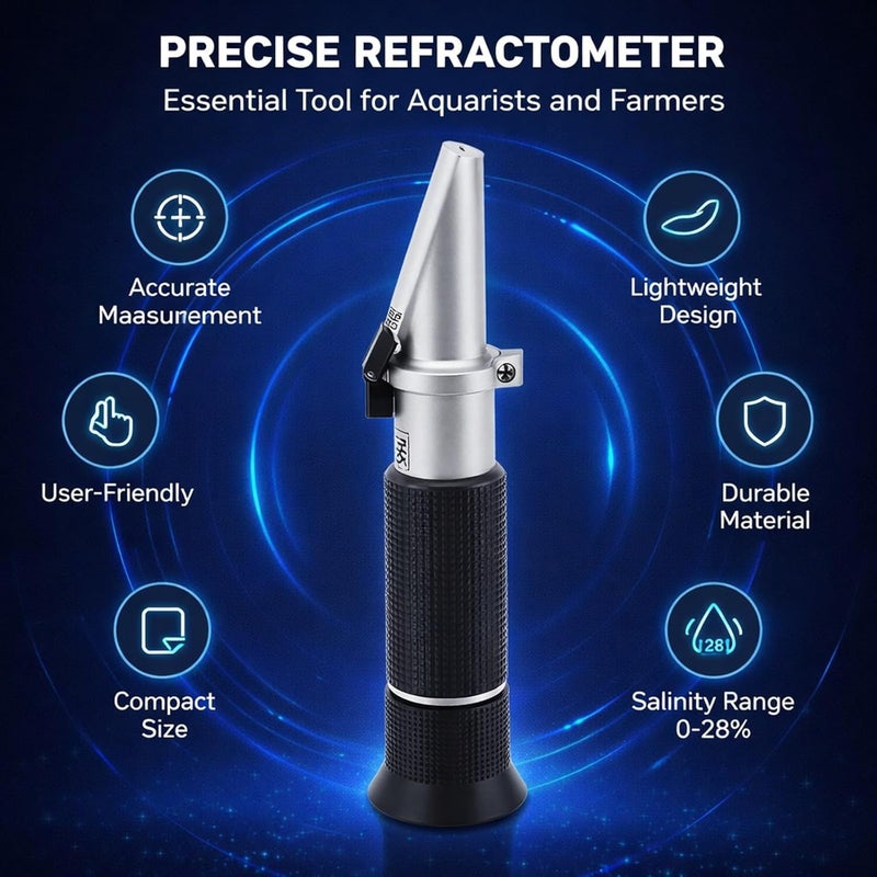 Salinity Optical Refractometer, Portable Handheld Refractometer, 0-28% Salinity - Fast Measurement, Clear Reading, Ideal for Aquarium and Seawater Testing - Image 2