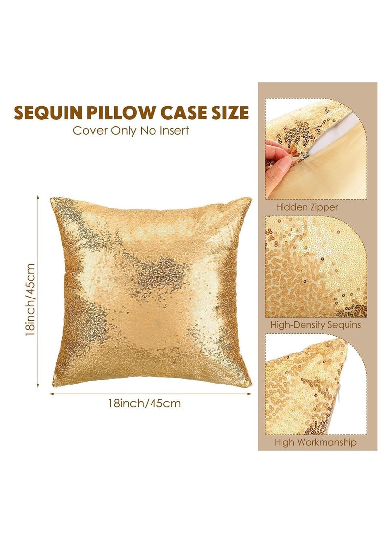 4 Pcs 18 x 18 Decorative Fluffy Glitter Faux Fur Throw Pillow Covers for Couch Bed Sofa, No Insert Needed - Image 4