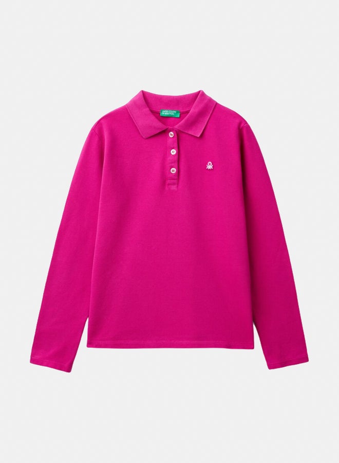 Benetton Long Sleeve Polo Shirt  - Image 1