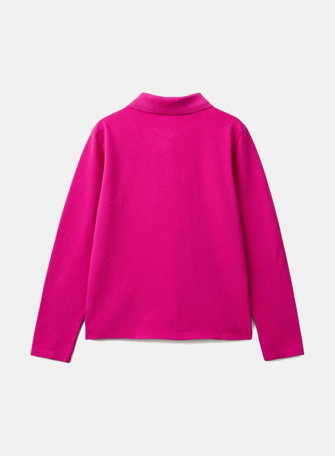 Benetton Long Sleeve Polo Shirt  - Image 2