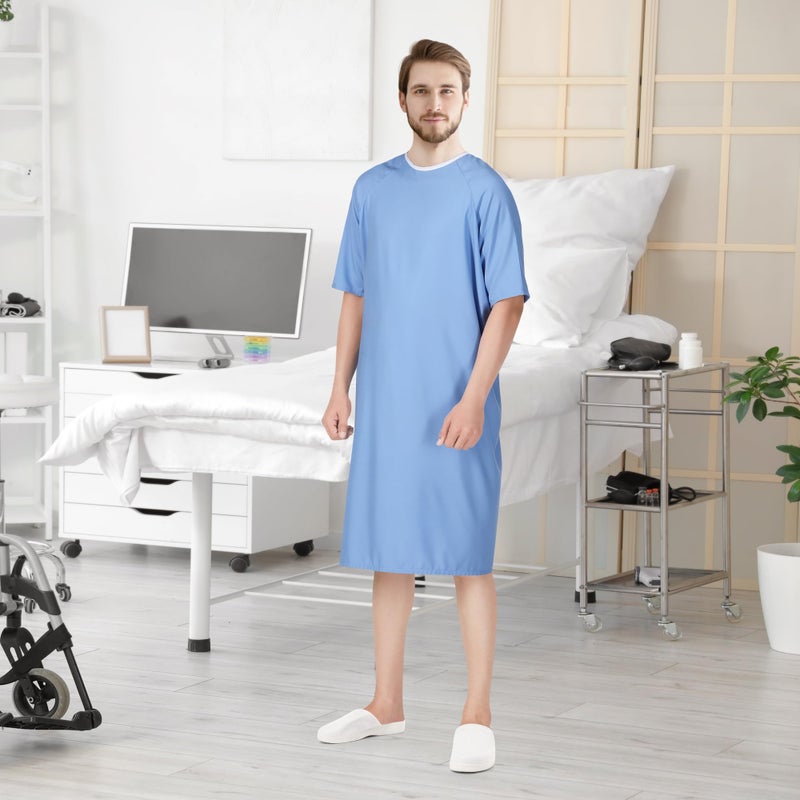 Utopia Care Men's Hospital Gown Soft and Comfortable Patient Gown Medium-Large Ciel Blue - Image 3